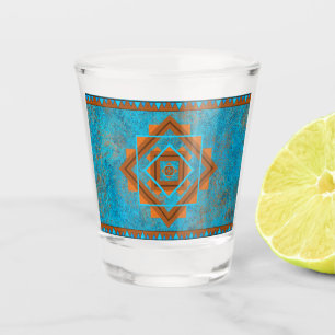 Verre A Shot Turquoise géométrique des pics de montagne du Su
