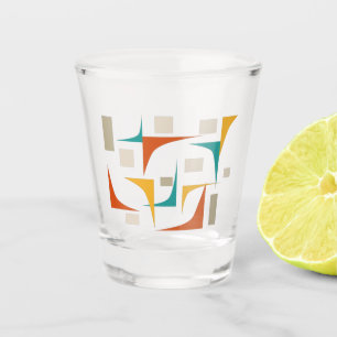 Verre A Shot Turquoise Red Orange Corners Mid Century Moderne