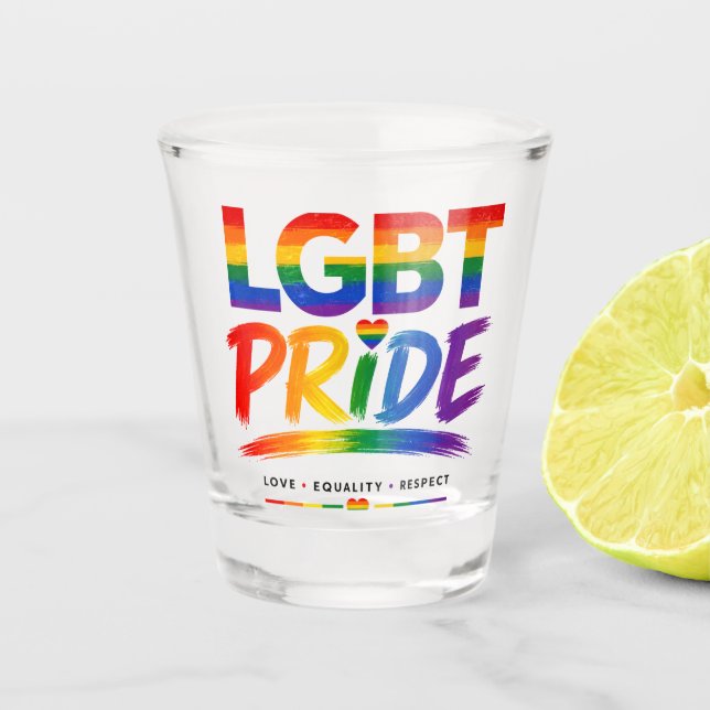 Verre A Shot Typographie arc-en-ciel de fierté LGBT (Devant)
