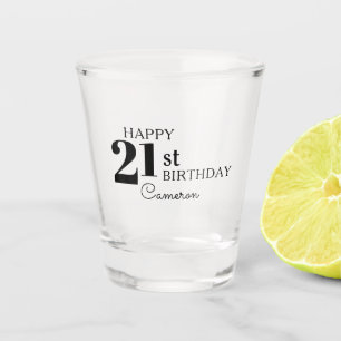Verre A Shot Typographie cool Joyeux 21ème anniversaire avec no