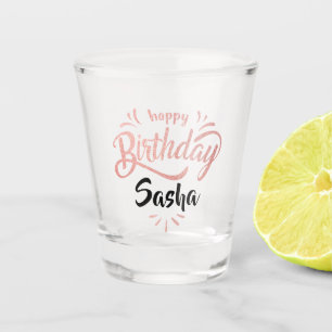 Verre A Shot Typographie de l'or Rose fête d'anniversaire