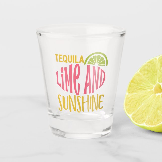 Verre A Shot Typographie Tequila Lime & Sunshine Mignonne (Devant)