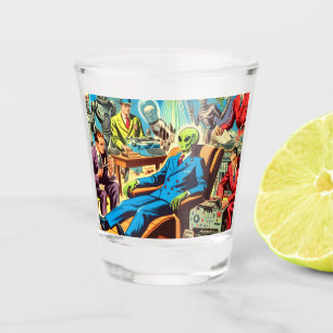Verre A Shot Ufo Alien Sci-fi Retro Comics