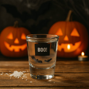 Verre A Shot Un Boo Noir Simple Happy Halloween