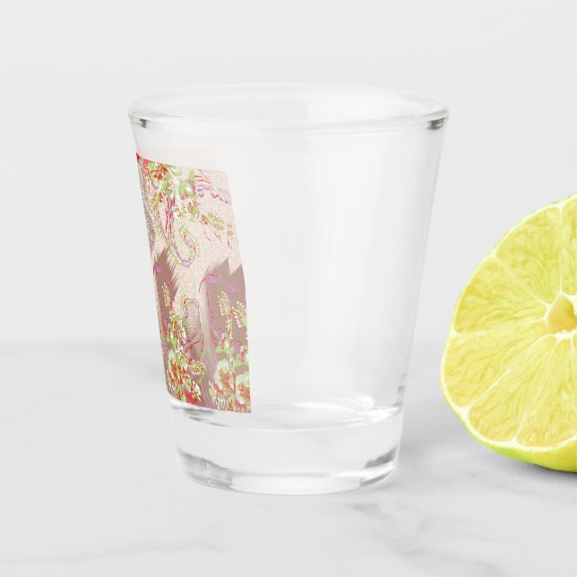 Verre A Shot un design de vase rouge avec des fleurs dessus (Droite)
