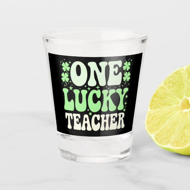 Verre A Shot Un professeur chanceux professeur rétro groovy St- (Devant)