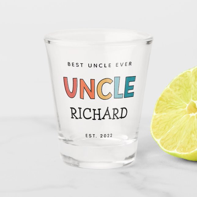 Verre A Shot Uncle personnalisé Retro cadeau meilleur oncle jam (Devant)