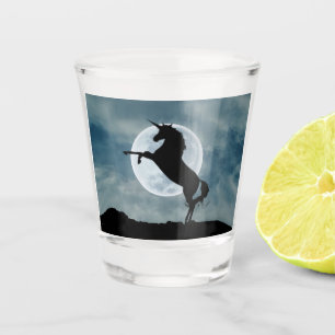 Verre A Shot Unicorn Silhouette Pleine lune nuit Sky tendance