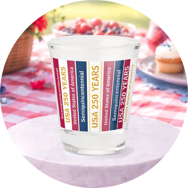 Verre A Shot USA 250 Years Semiquincentennial Patriotic Stripes (Créateur téléchargé)