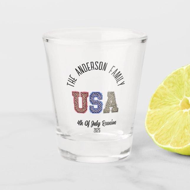 Verre A Shot USA Cheetah Imprimer Nom de la réunion personnalis (Devant)