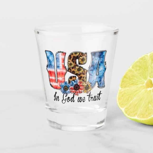 Verre A Shot USA En Dieu, nous faisons confiance | Christian |  (Devant)