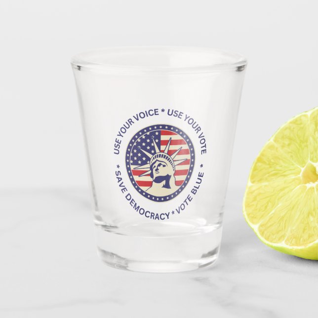 Verre A Shot Utiliser Votre Vote Badge De Liberté Patriotique (Devant)