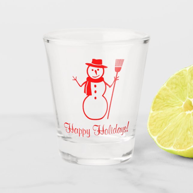 Verre A Shot Vacances de Noël Rouge Snowman (Devant)