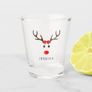 Verre A Shot Vacances nommées personnalisées de Noël de renn