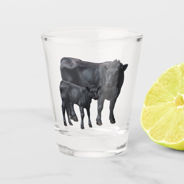 Verre A Shot Vache Angus Noire et veau mignon (Devant)