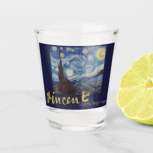 Verre A Shot Van Gogh Nuit étoilée Vintage Bleu Chef-d'œuvre