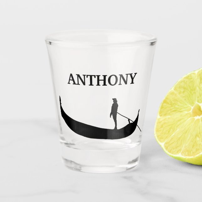 Verre A Shot Venise Gondola Silhouette Noir Personnalisé (Devant)