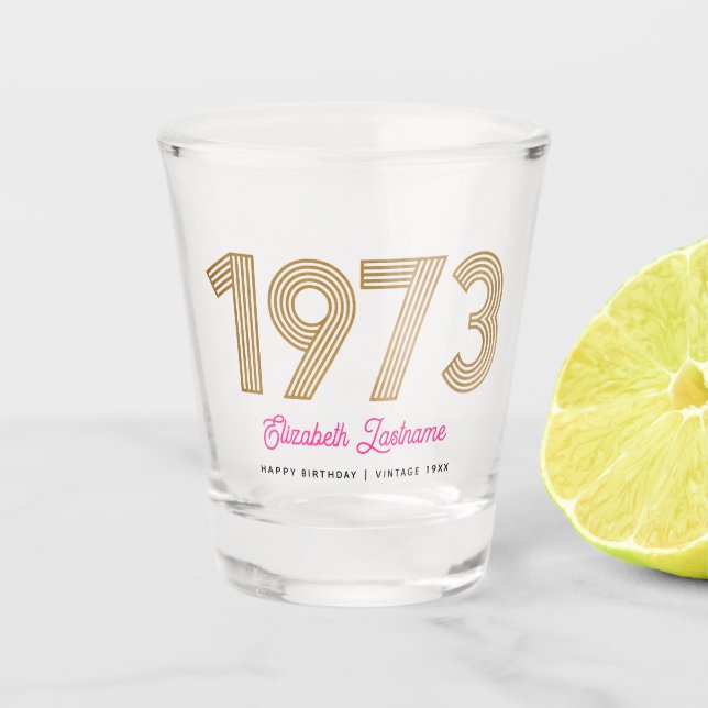 Verre A Shot Verre à shot 50e anniversaire Or et Rose 1973 (Devant)