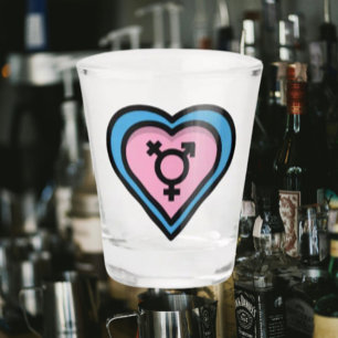 Verre A Shot Verre à shot Cœur de la Fierté Trans