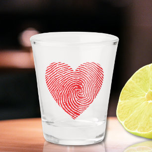 Verre A Shot Verre à Shot Cœur Empreinte Rouge Amour