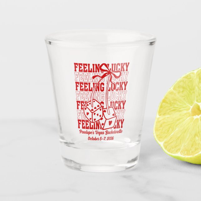 Verre A Shot Verre à Shot de Fête de Bachelorette Lucky in Love (Devant)