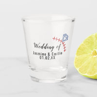 Verre à shot de mariage avec logo de baseball et n