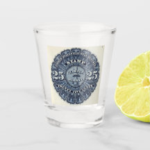 Verre à shot de timbre fiscal de bière Vintage 25c