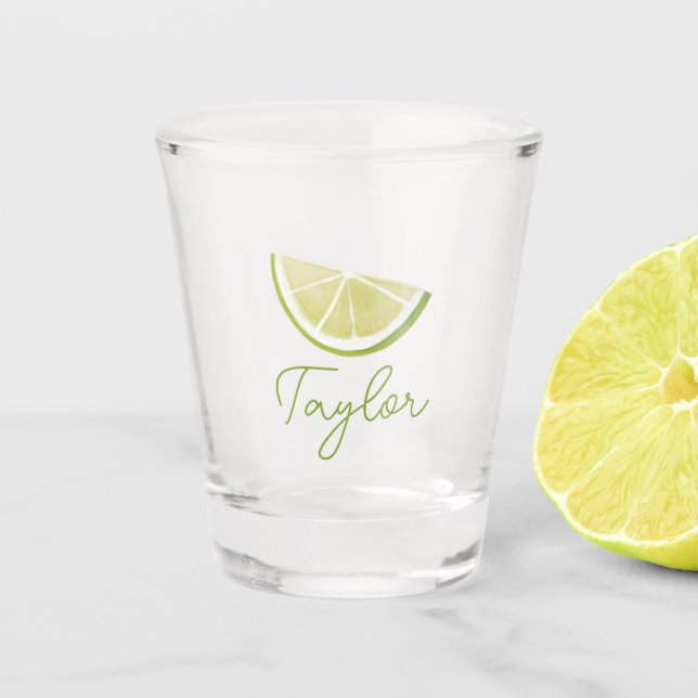 Verre A Shot Verre à shot Lime Peinte | Nom en écriture (Devant)