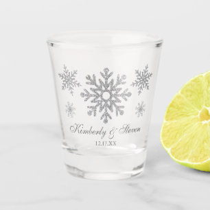 Verre A Shot Verre à shot Noces d'hiver Flocons de neige argent
