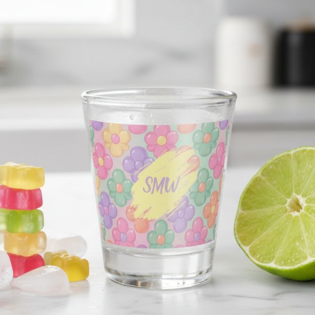 Verre A Shot Verre à shot personnalisé Fleurs de bonbons gélifi (Gummy Candy Floral Personalized Shot Glass)