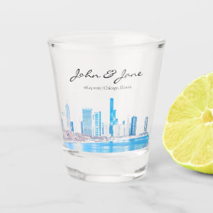 Verre A Shot Verre d'hiver personnalisé Chicago Skyline Shot