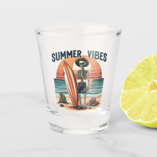Verre A Shot Vibes d'été Skeleton Surfer Sunset Beach Design