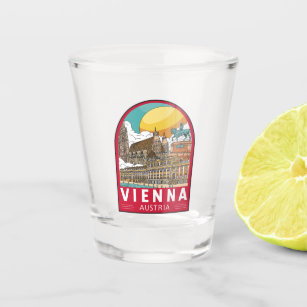 Verre A Shot Vienne Autriche Emblème rétro Voyage