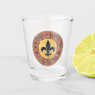 Verre A Shot Viens Holla ! Logo Fleur-de-lis Circle