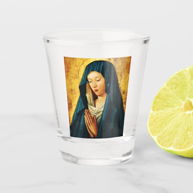 Verre A Shot Vierge Marie Hodegetria Icône Byzantine Catholique (Devant)