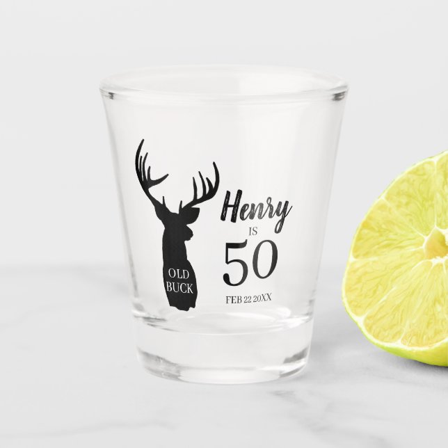 Verre A Shot Vieux Buck 50e Anniversaire Peut refroidir Shot Gl (Devant)
