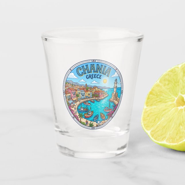 Verre A Shot Vieux port de La Canée Grèce (Devant)