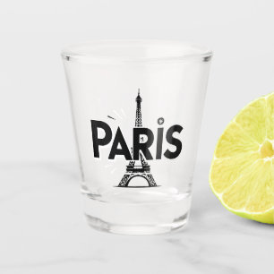 Verre A Shot Ville des Lumières : Art typographique Paris gras