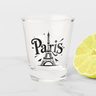 Verre A Shot Ville des Lumières : Art typographique Paris gras