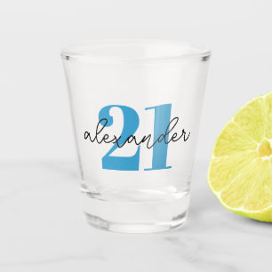 Verre A Shot Vingt et un 21e anniversaire d'âge écriture modern