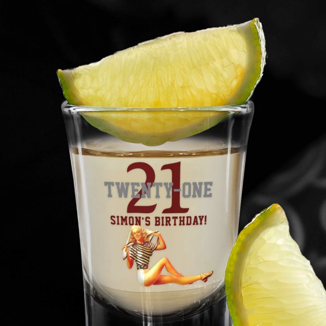Verre A Shot Vingt-et-unième Anniversaire Joli Blonde 21 Nom (Créateur téléchargé)