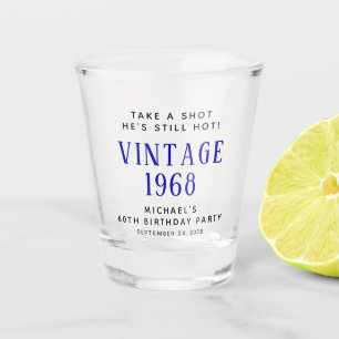 Verre A Shot Vintage 60e anniversaire Blue Party Favor