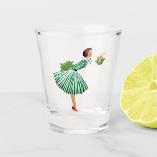 Verre A Shot vintage de Noël 1950