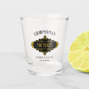 Verre A Shot Vintage Élégant Groomsmen Victorian Art Black Gold