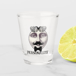 Verre A Shot Vintage homme en lune barman moustache arc cravate