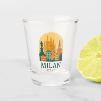 Verre A Shot Vintage Milan Italy Duomo Shot Glass Retro Travel