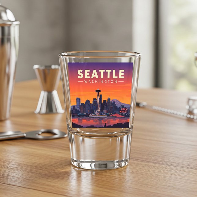 Verre A Shot Vintage Seattle Washington (Créateur téléchargé)