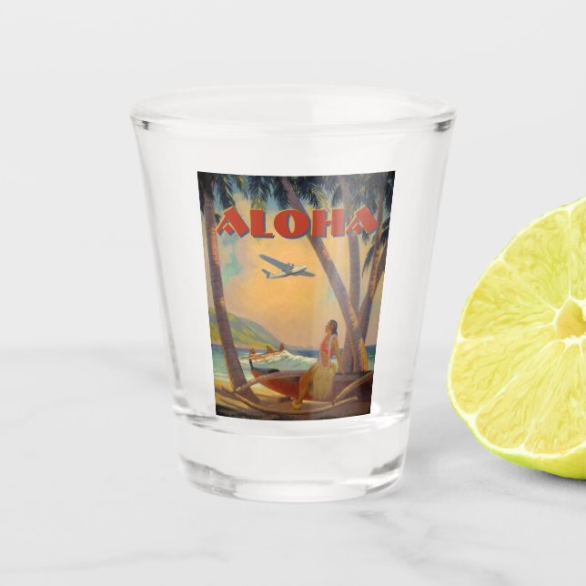 Verre A Shot Vintage Tropical Hawaii Aloha (Devant)