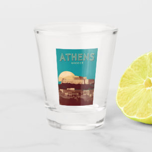 Verre A Shot Vintage voyage Athènes Grèce Rétro Pittoresque