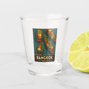 Verre A Shot Vintage voyage Bangkok Thaïlande Marché flottant